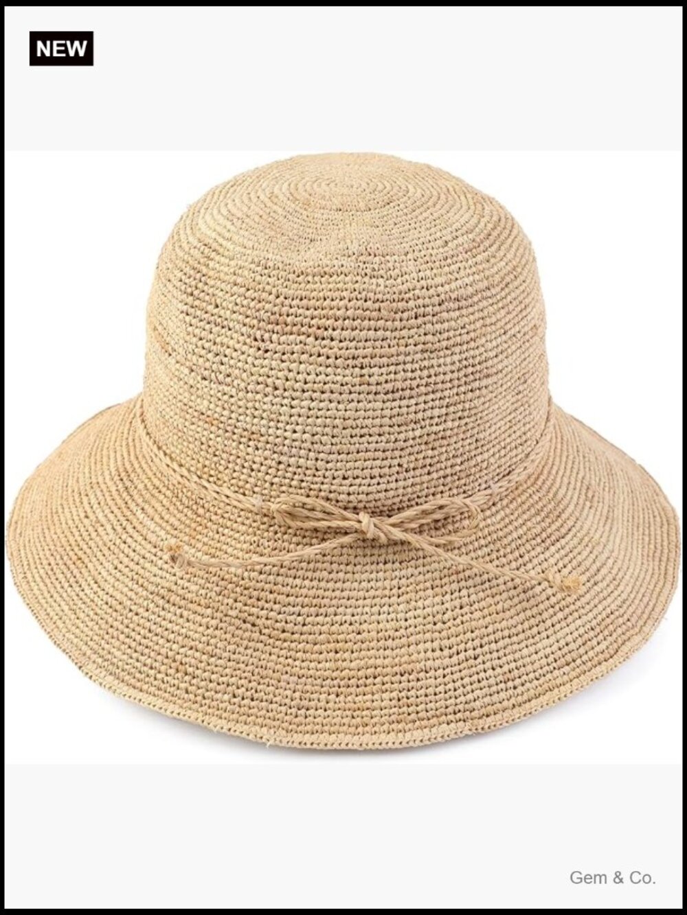 Women's Raffia Bucket Hat Wide Brim Sun Protection Adjustable Strap